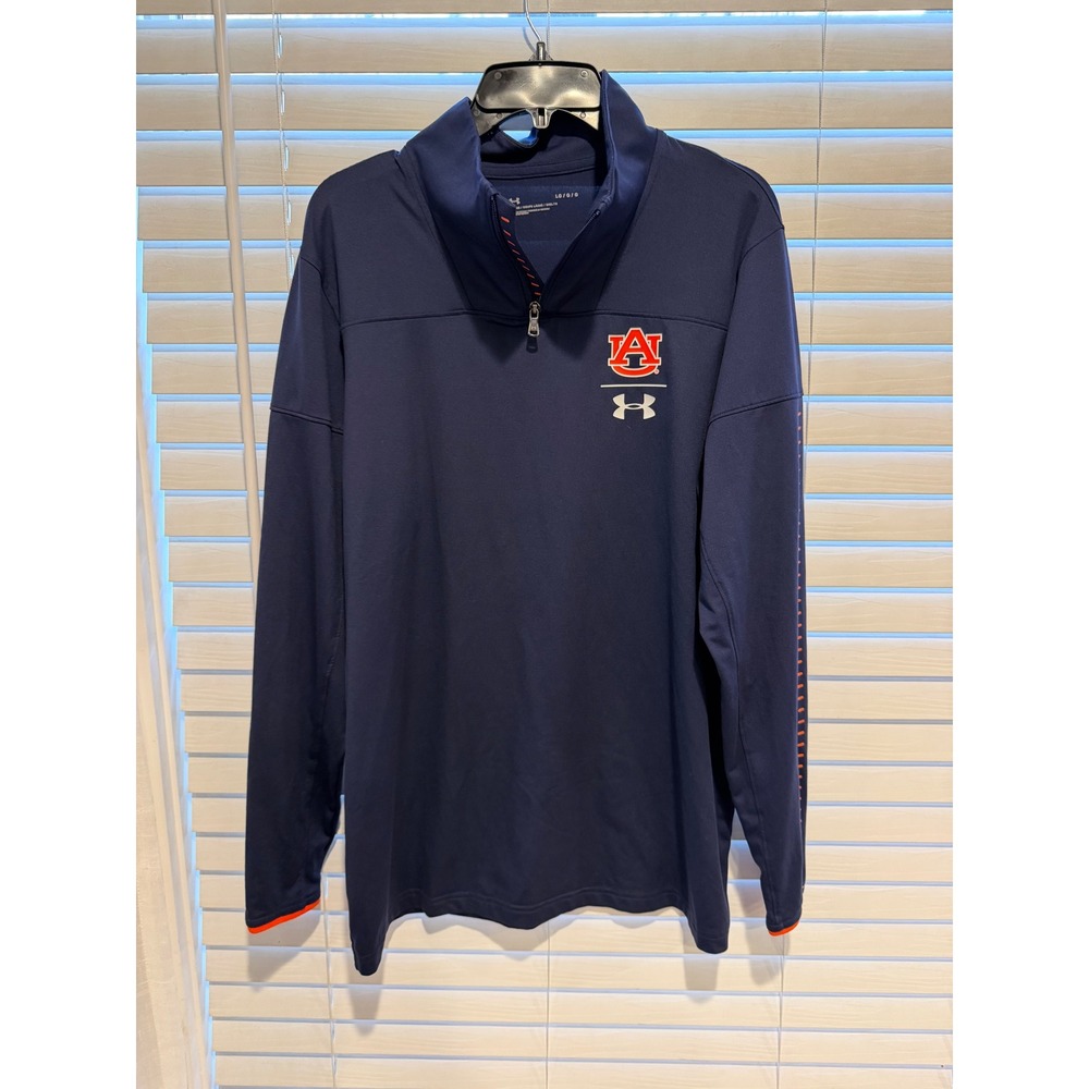 Under Armour Auburn Tigers Quarter Zip Pullover Long Sleeve Shirt Mens LG